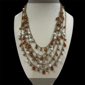Chic Gold and Brown Multi-Layer Necklace